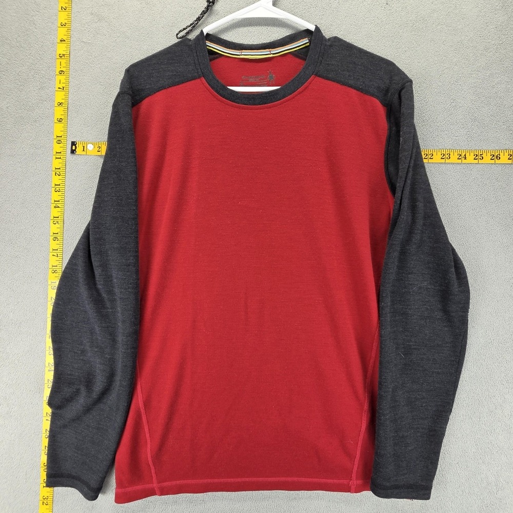 Smartwool Merino 250 Shirt Mens Medium Red Long Sleeve Wool Base Layer Thermal